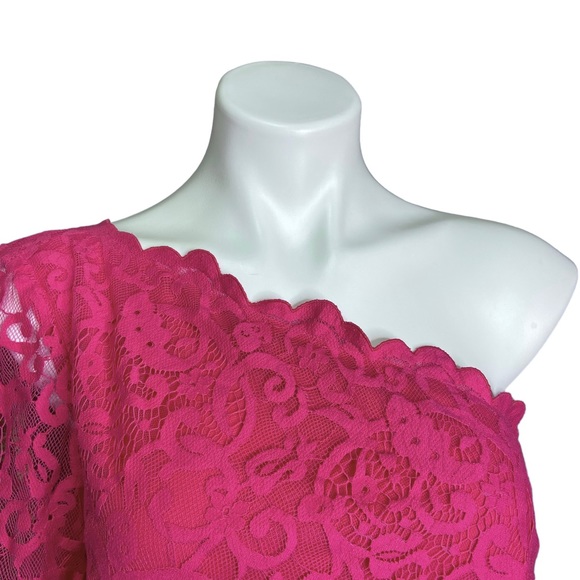 JUICY COUTURE Dress Starlet One Shoulder Lace Pink NWT Size 10 - Picture 3 of 15